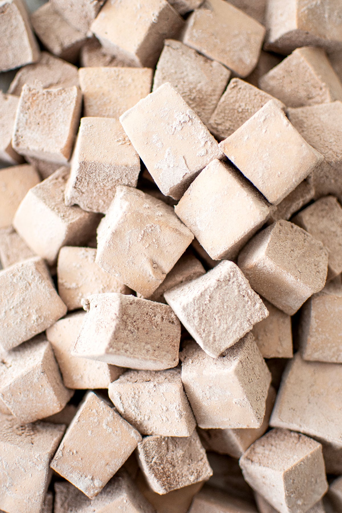 homemade chocolate marshmallows without eggs on a baking sheet.