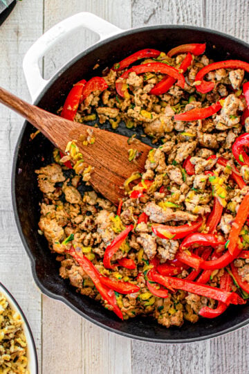 turkey zucchini red pepper skillet