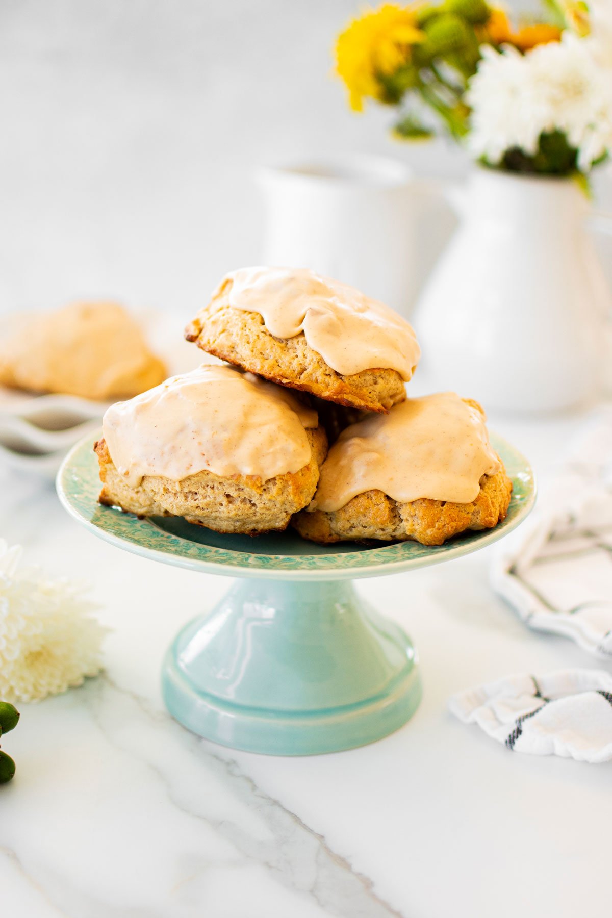 banana scones with peanut butter glaze