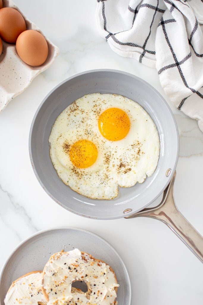 caraway pan with eggs in it