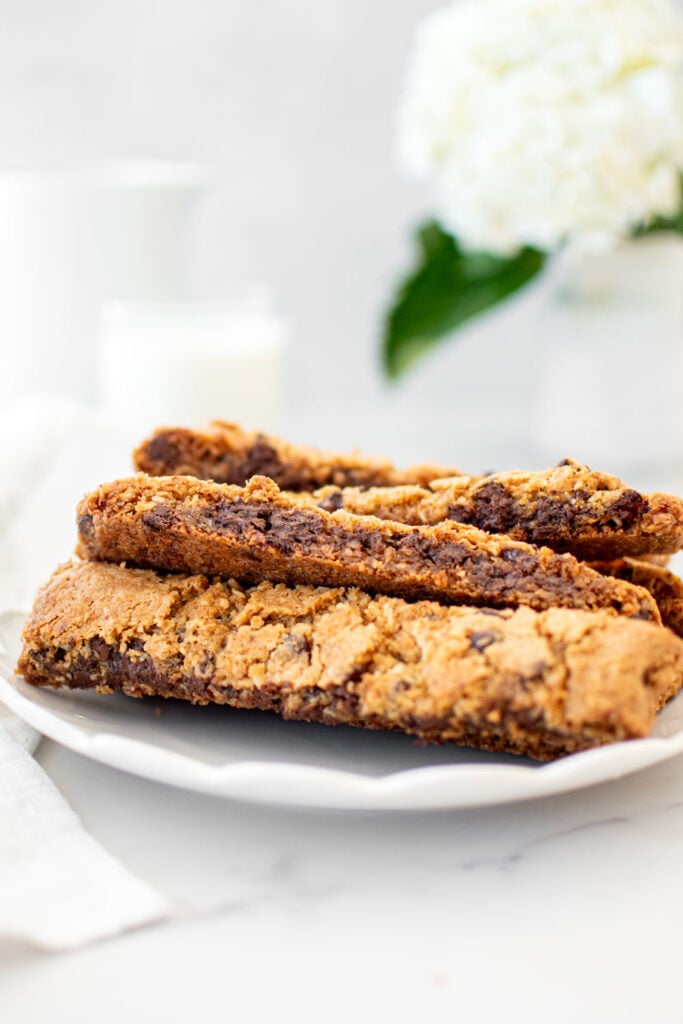 eggless coconut chocolate chip biscotti