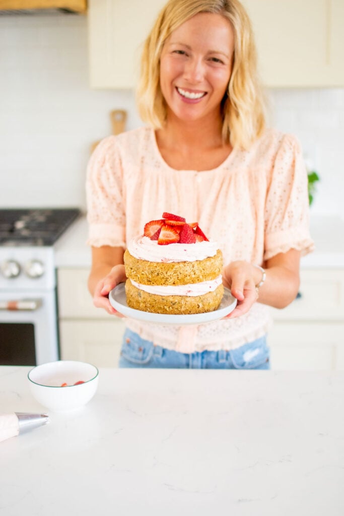 eggless strawberry zucchini cake