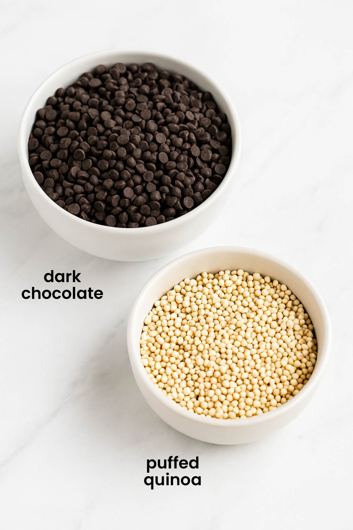 individual ingredients for homemade crunch bars laid out against a white background.