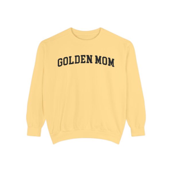 yellow golden mom sweatshirt.