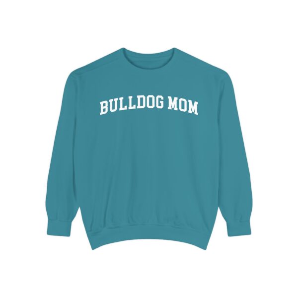 blue bulldog sweatshirt.